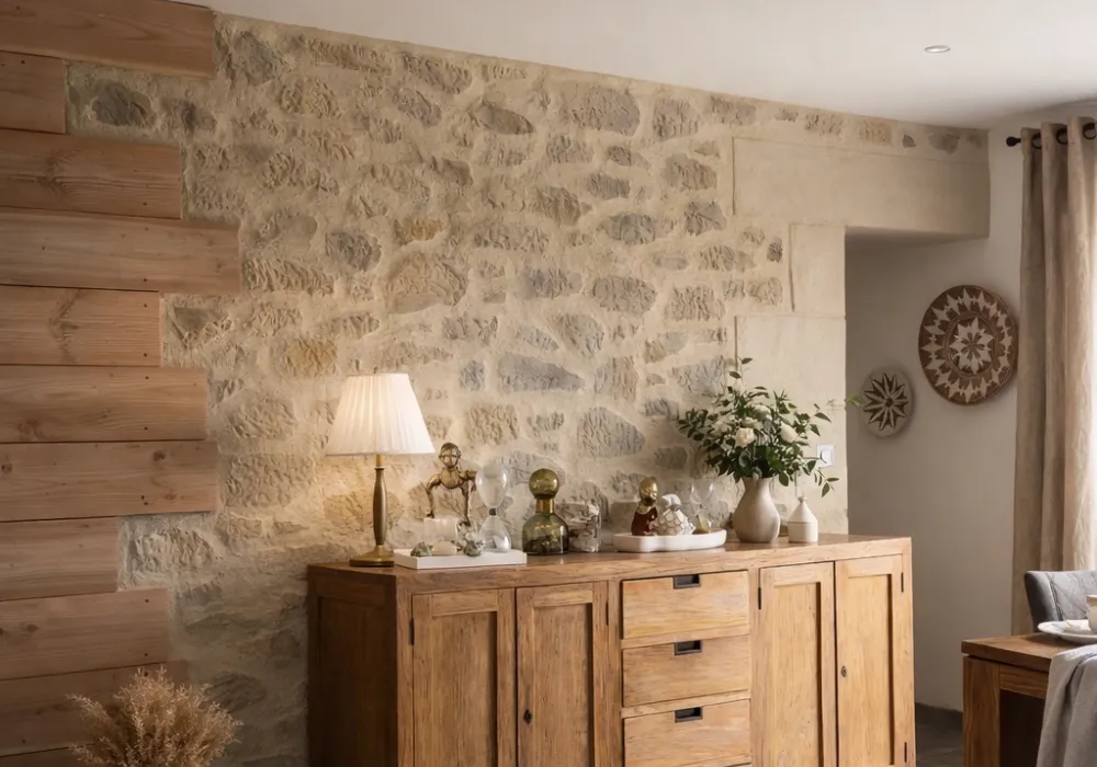 Murs habillés d’enduit sculpté pour un effet naturel