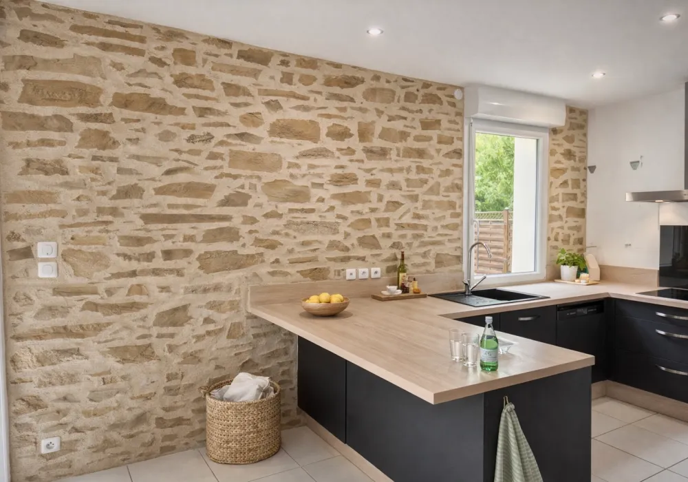 Murs habillés d’enduit sculpté pour un effet naturel